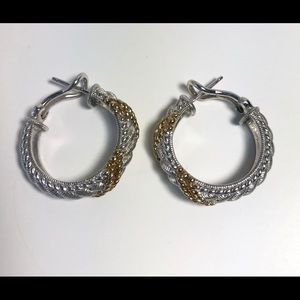 Judith Ripka S Silver 14K Gold Clad Hoop Earrings